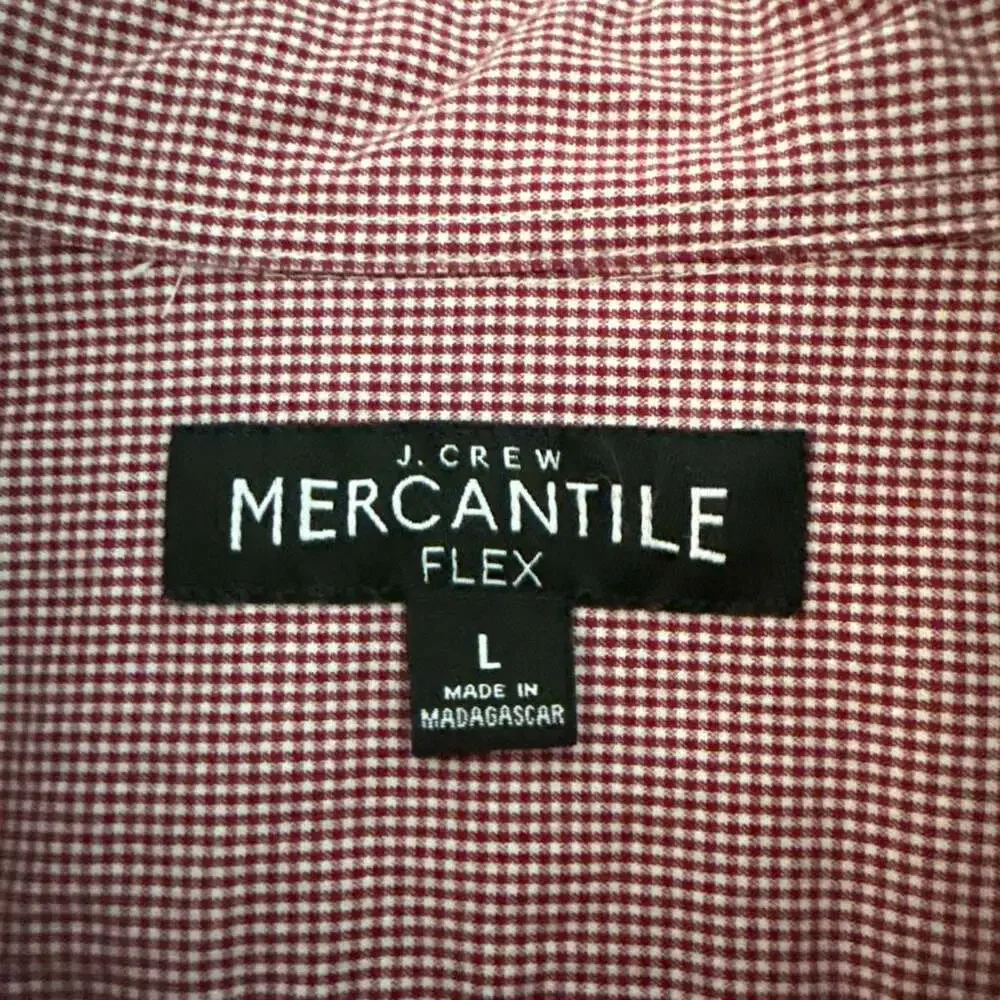 J. Crew 100% cotton Men's Red and White Mini Check Long Sleeve Button-Down